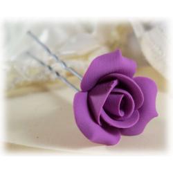Purple Rosebud Hair Pins