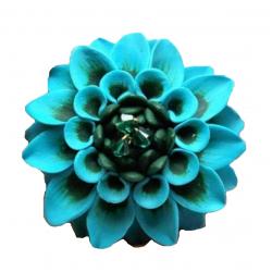 Turquoise Emerald Dahlia Brooch Pin