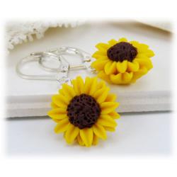 Yellow Sunflower Drop Earrings