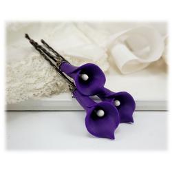 Purple Calla Lily Hair Pins