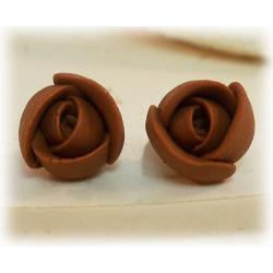 Tiny Brown Flower Earrings