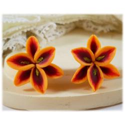 Orange Lily Stud Earrings