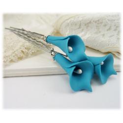 Turquoise Calla Lily Hair Pins