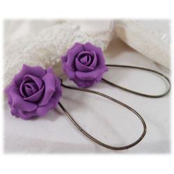 Purple Amethyst Rose Drop Earrings