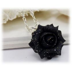 Black Rose Glitter Necklace
