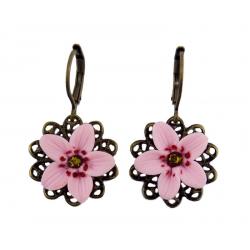 Cherry Blossom Filigree Dangle Earrings