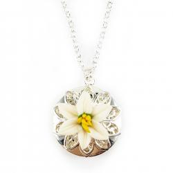 Easter Lily Silver Tone Locket Necklace