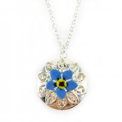 Forget Me Not Silver Locket Necklace