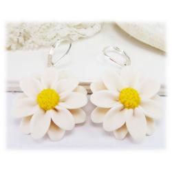 Large White Daisy Earrings