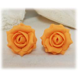 Orange Light Rose Stud Earrings