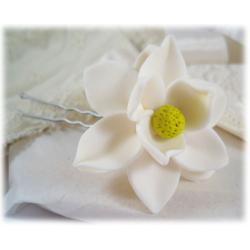 White Magnolia Hair Pin