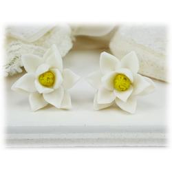 White Magnolia Stud Earrings