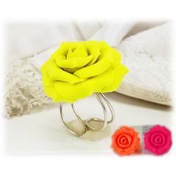 Large Neon Rose Adjustable Ring