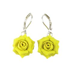 Neon Yellow Rose Drop Earrings