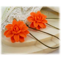 Orange Dahlia Drop Earrings