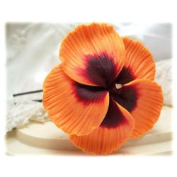 Orange Hibiscus Hair Pins