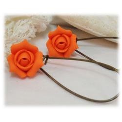 Orange Rosebud Drop Earrings