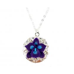 Purple Orchid Locket Necklace
