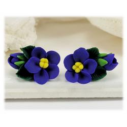 Petite African Violet Bouquet Stud Earrings