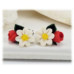 Petite Daisy Rose Bouquet Stud Earrings