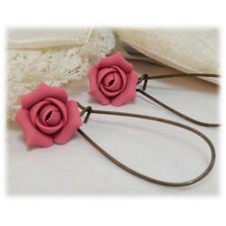 Pink Rosebud Drop Earrings