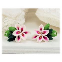 Pink Stargazer Lily Bouquet Stud Earrings