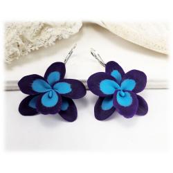 Purple Orchids Drop Dangle Earrings