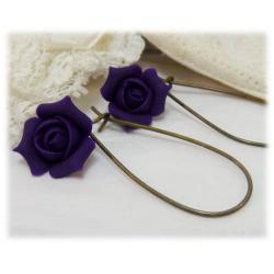 Purple Rosebud Drop Earrings