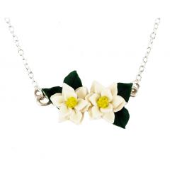 Realistic Magnolia Flower Bar Necklace