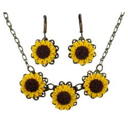 Three Sunflowers Jewelry Set