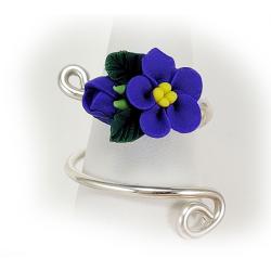 Petite African Violet Bouquet Wrapped Ring